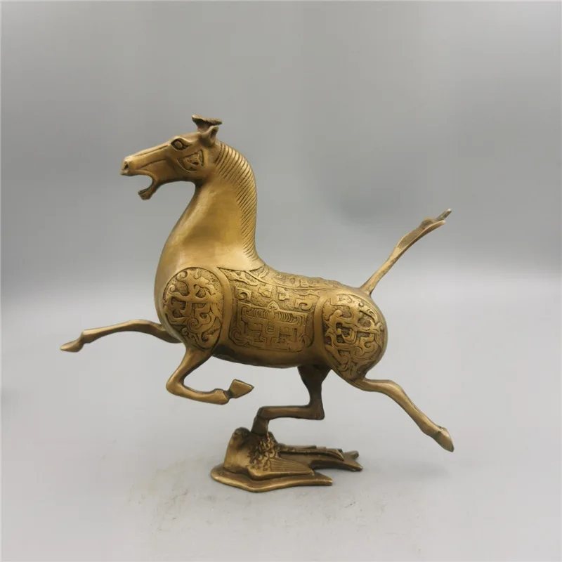 Guyunzhai Brass Stepping on a Flying Swallow Ornaments Win Instant Success Chinese Zodiac Horse Office Home Crafts