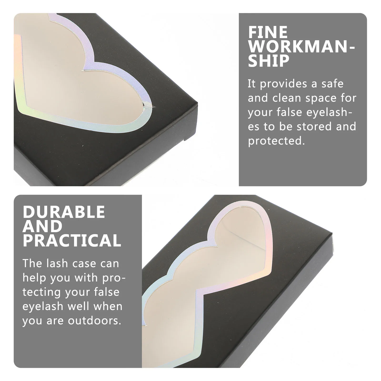 

50pcs Heart Shaped Case Transparent False Organizer Travel Storage Box For Lash Extensions Eyelash Packaging Box Paper Eyelash