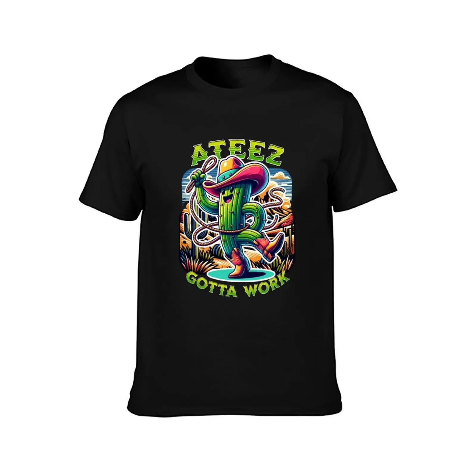 ATEEZ atiny gotta work typography text Morcaworks T-Shirt, Summer Casual Cotton Tee, Oversized Streetwear Tops, Unisex Men Women