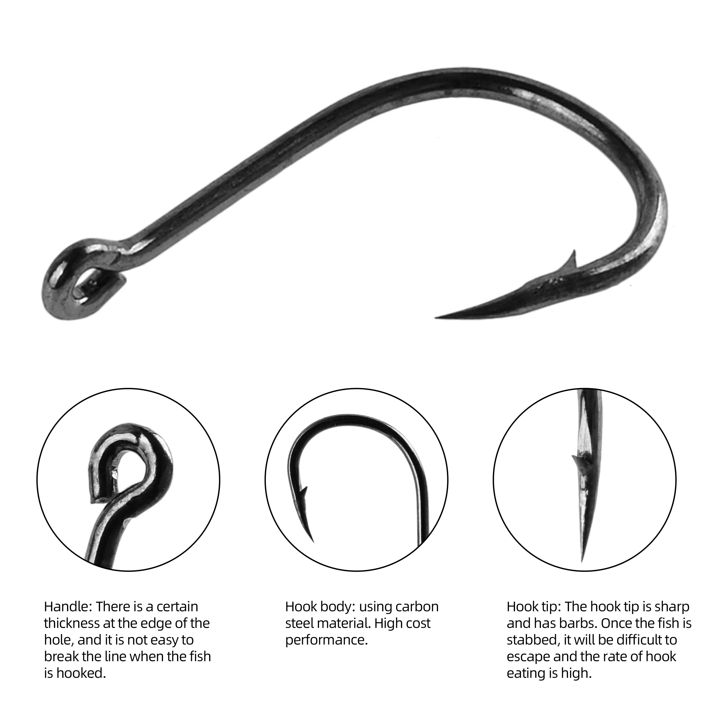 Aorace Fishing Hooks Set High Carbon Steel Barbed FishHooks for Saltwater Freshwater Fishing Gear fishing accessories