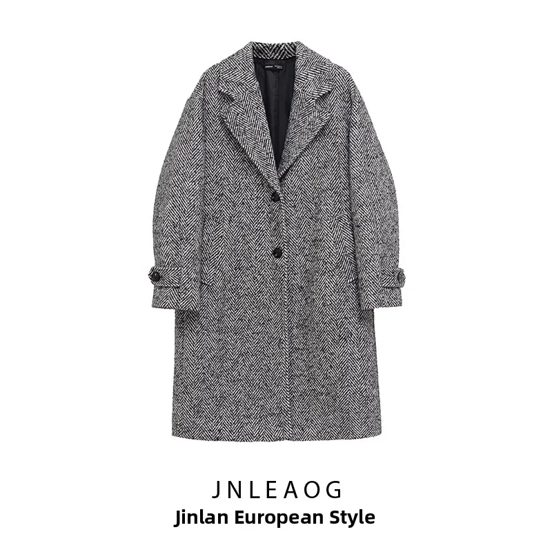

JNLEAOG Faionable Tweed Coat Women's Autumn New Sle Long Sve Street Sle Polyester Fiber Outerwear