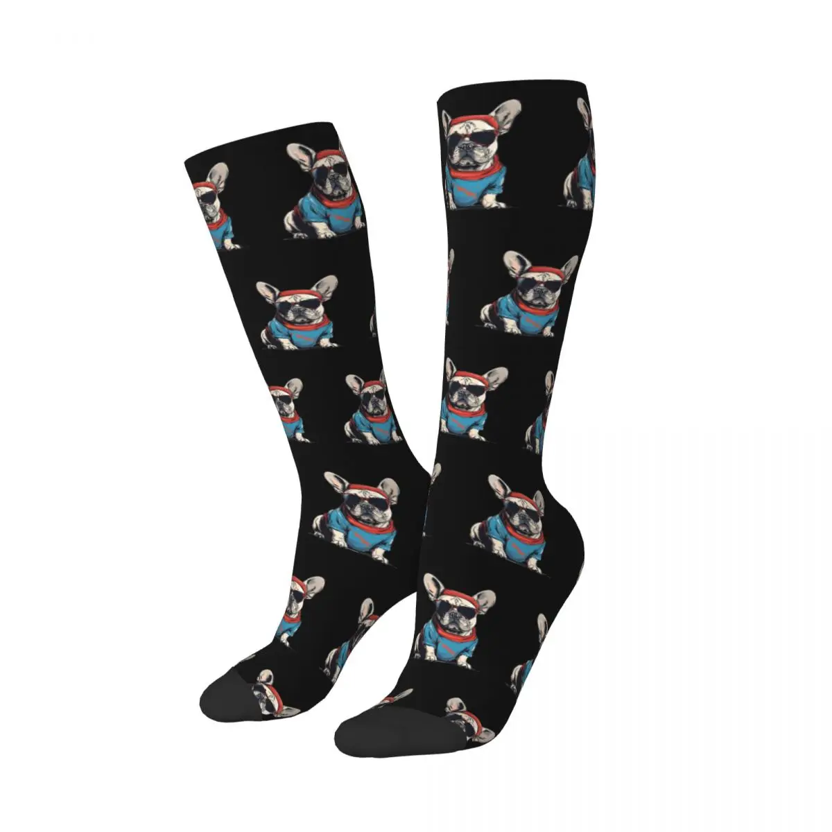 French Bulldog Vibes Wearing Sunglasses  Socks Harajuku Stockings All Season Long Socks for Man's Woman's Birthday Present