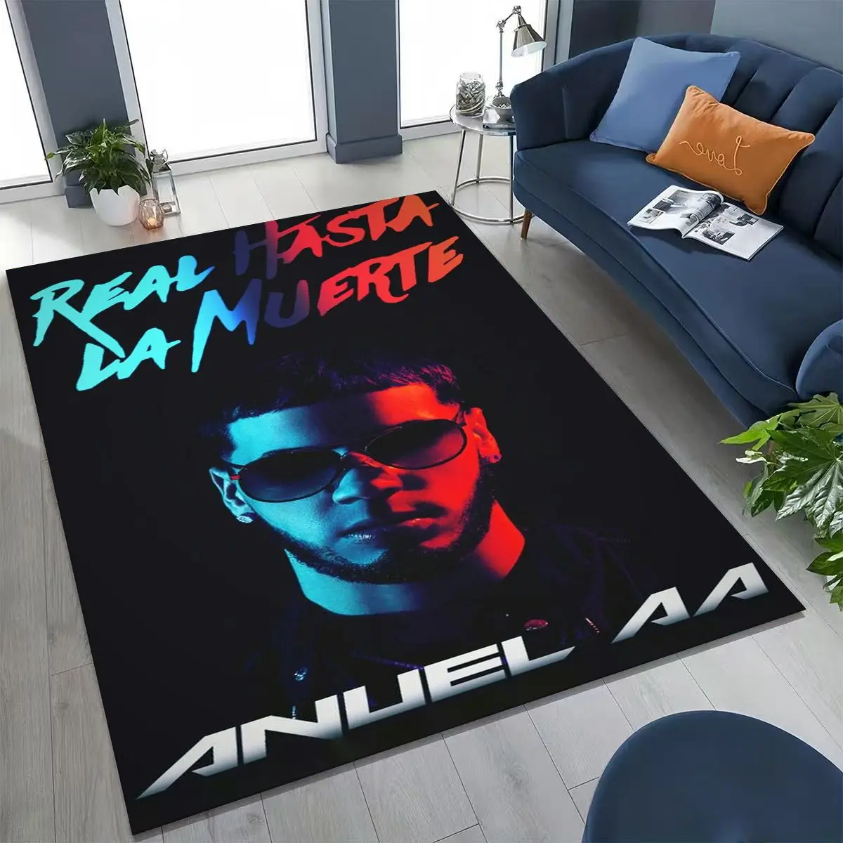 Anuel AA  Hip Hop Rapper Singer Rug for Bedroom Living Room Sofa Home Doormat Decor, Large Kids Play Non-slip Floor Mat Gift - view 2