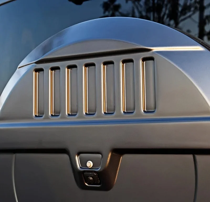 صالح ل GWM Haval H9 2024 سيارة الباب الخلفي Mecha الغيار الإطارات غطاء للحماية سيارة على الطرق الوعرة غطاء الإطار الاحتياطي أجزاء الديكور الخارجي #4