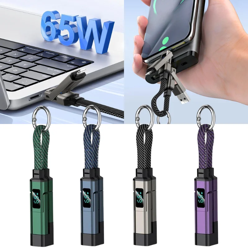 

Кабель для быстрой зарядки USB-C 65W 4-в-1 с цифровым дисплеем и LED-индикатором, совместимый со всеми моделями