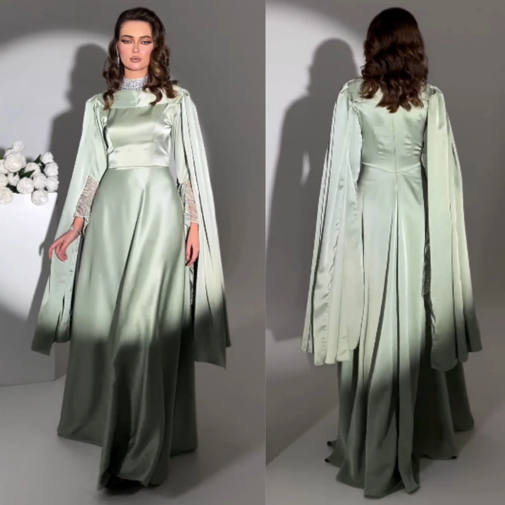 

Customized Modern Style Satin Rhinestone A-line Jewel Long Dresses Cocktail Dresses Exquisite Unisex Chinese Style Simple Elegan