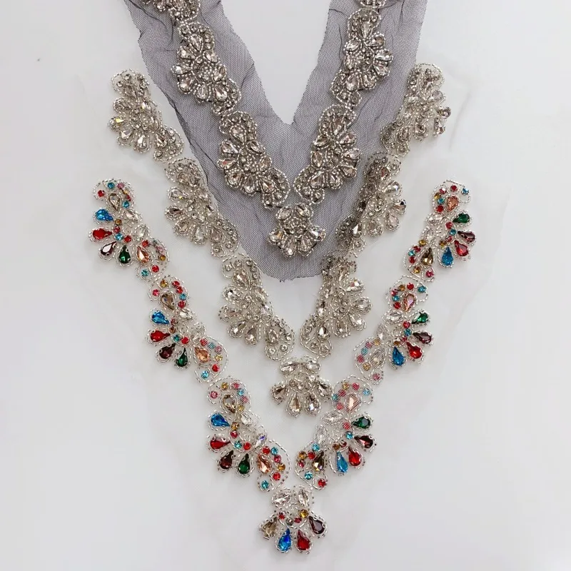 

New Three Color Exquisite Bead Bead Drip Diamond Bright Diamond Handmade Sewing Wedding Materials Dress Clothing Accessories