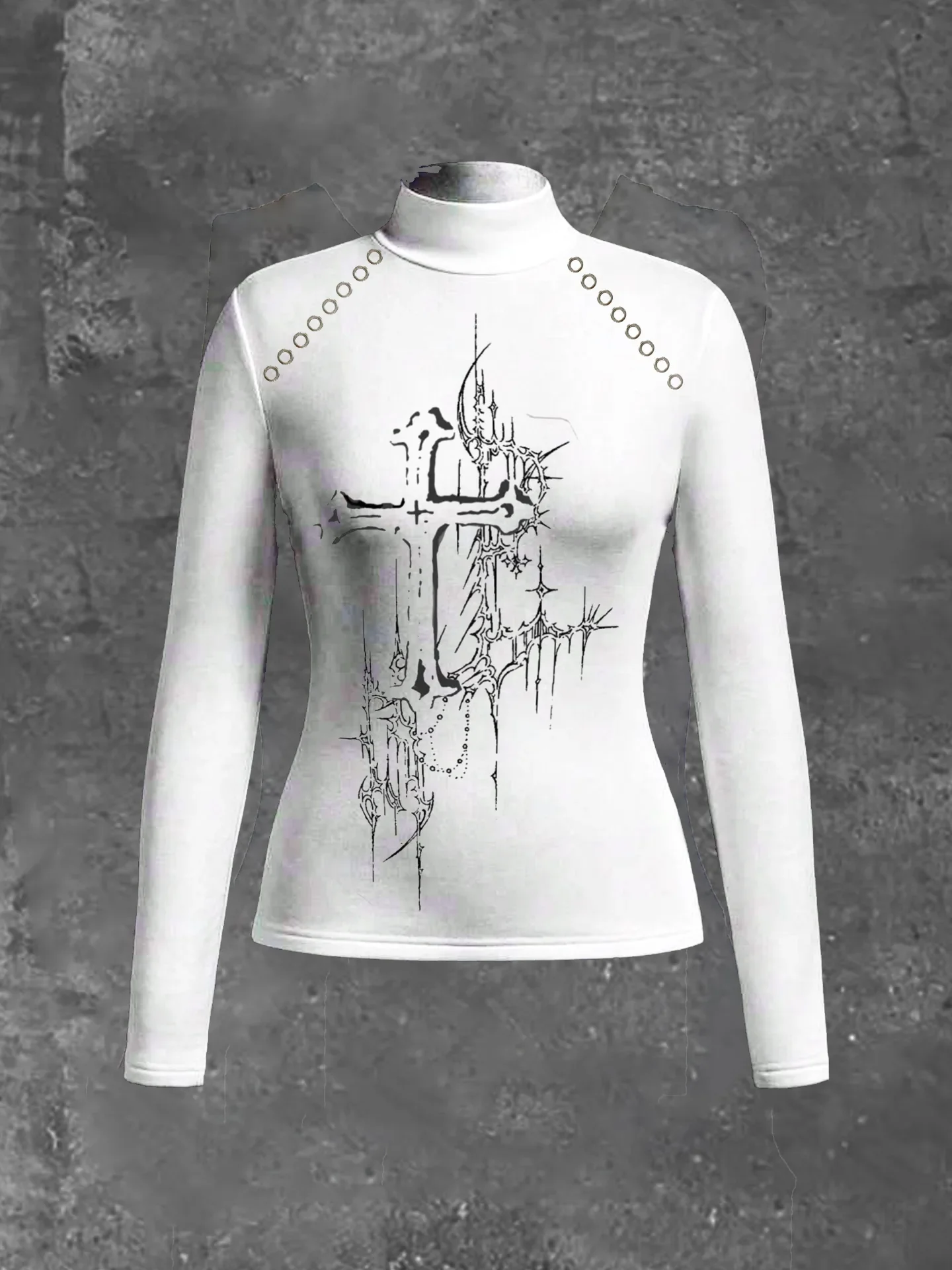 Turtle Neck Top Long Sleeve Base Layer T-Shirt 2025 Autumn Winter New Korean Style Graphic Print Long Sleeve Compression Shirt
