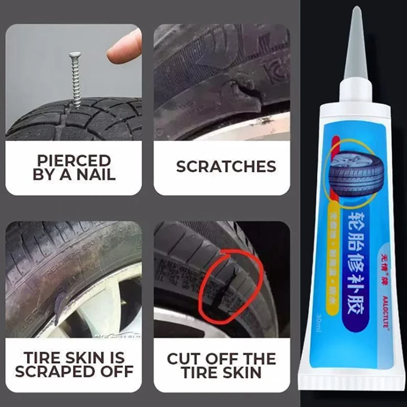 Black Tyre Repair Instant Liquid Strong Rubber Glues Wear-resistant Rubber Non-corrosive Adhesive Glue Car Instant Strong Tools