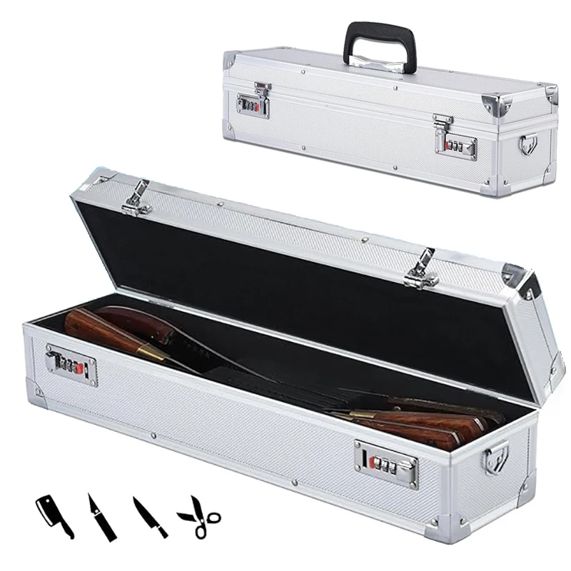 Multi-functional Kitchen Cooking Chef Knife Storage Case Knives Holder Aluminum Combination Lock Tools Case Knife Organizer