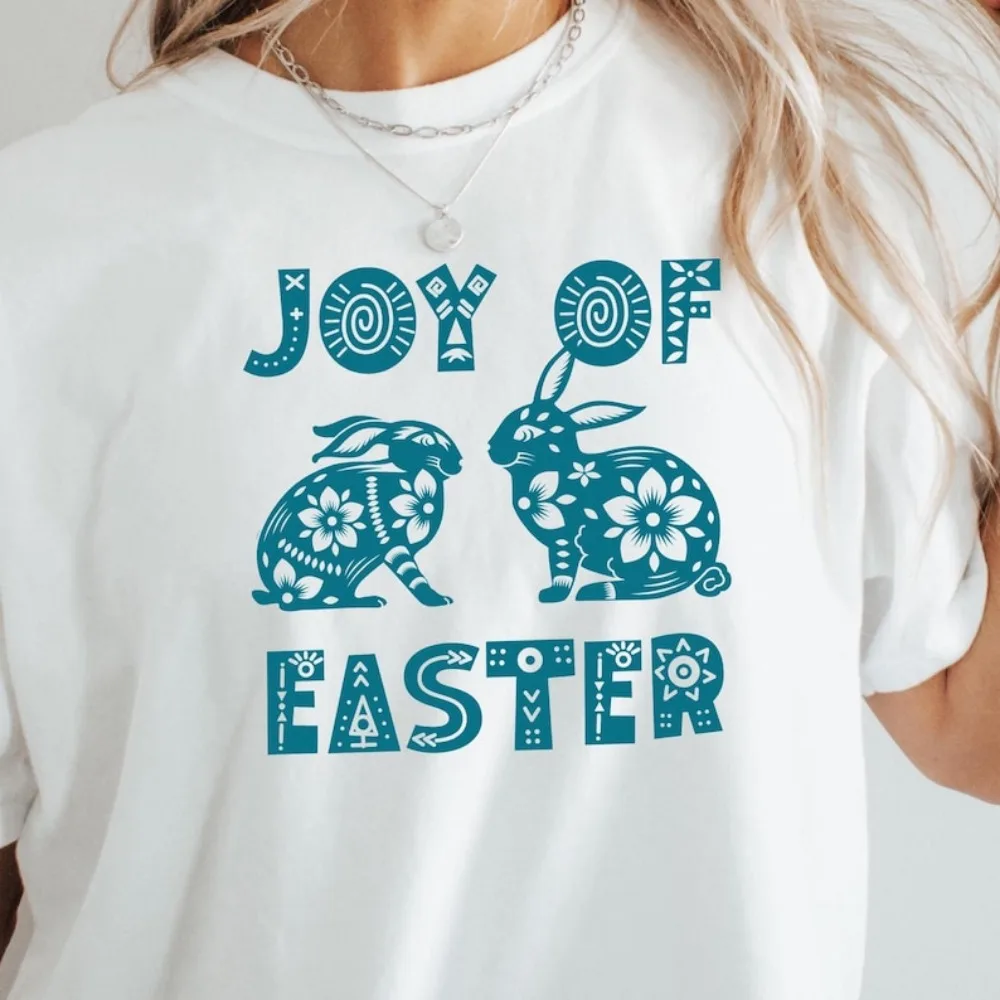 

Рубашка с кроликом, удобная слегка эластичная футболка с круглым вырезом, женская одежда на лето, уличный свитшот для повседневной носки