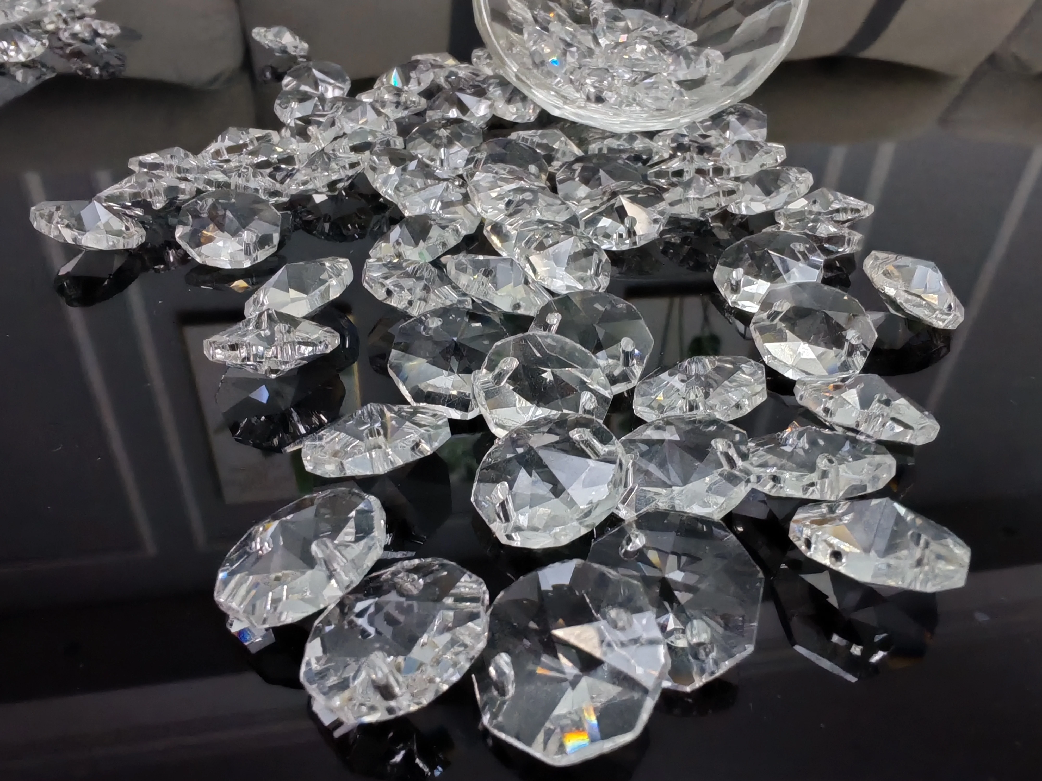 100pcs 14mm K9 Crystal Octagon Beads with Two Holes, Clear Glass Loose Beads for Jewelry Making, Strands DIY Craft Supplies (Who