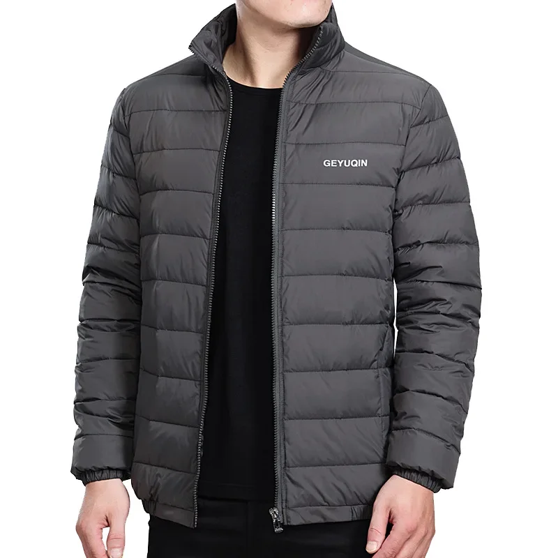 Abrigos de plumón de pato de invierno con cuello levantado de calidad, chaquetas de plumón ligeras y cálidas para hombre, abrigo de plumón para