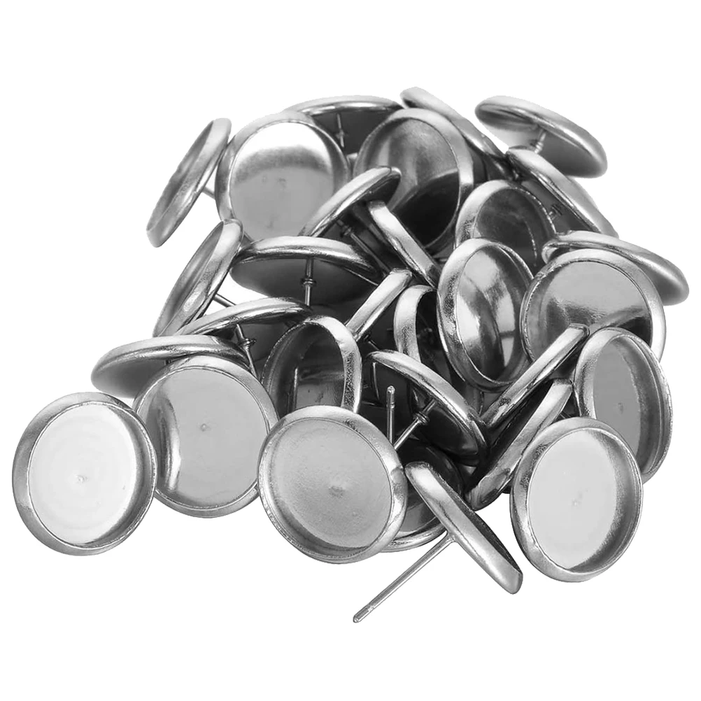 

80pcs Stainless Steel Earring Bezel Settings Blank Bases With Backs For Jewelry Making 8Mm 10Mm 12Mm 14Mm Mixed Sizes Diy