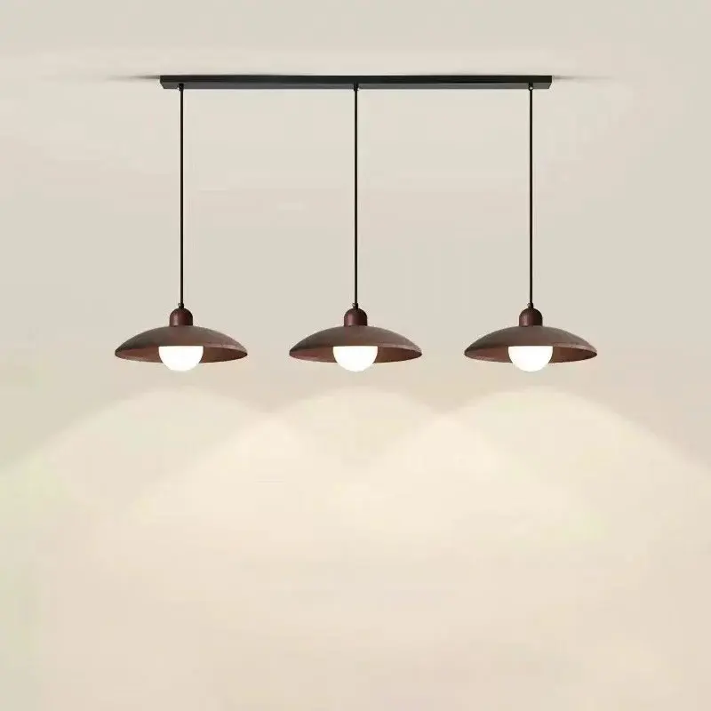 

2 Heads And 3 Heads Retro Style Pendant Lights Wabi Sabi Style Walnut Wood Grain Restaurant Chandelier Homestay Ufo Bar Lighting