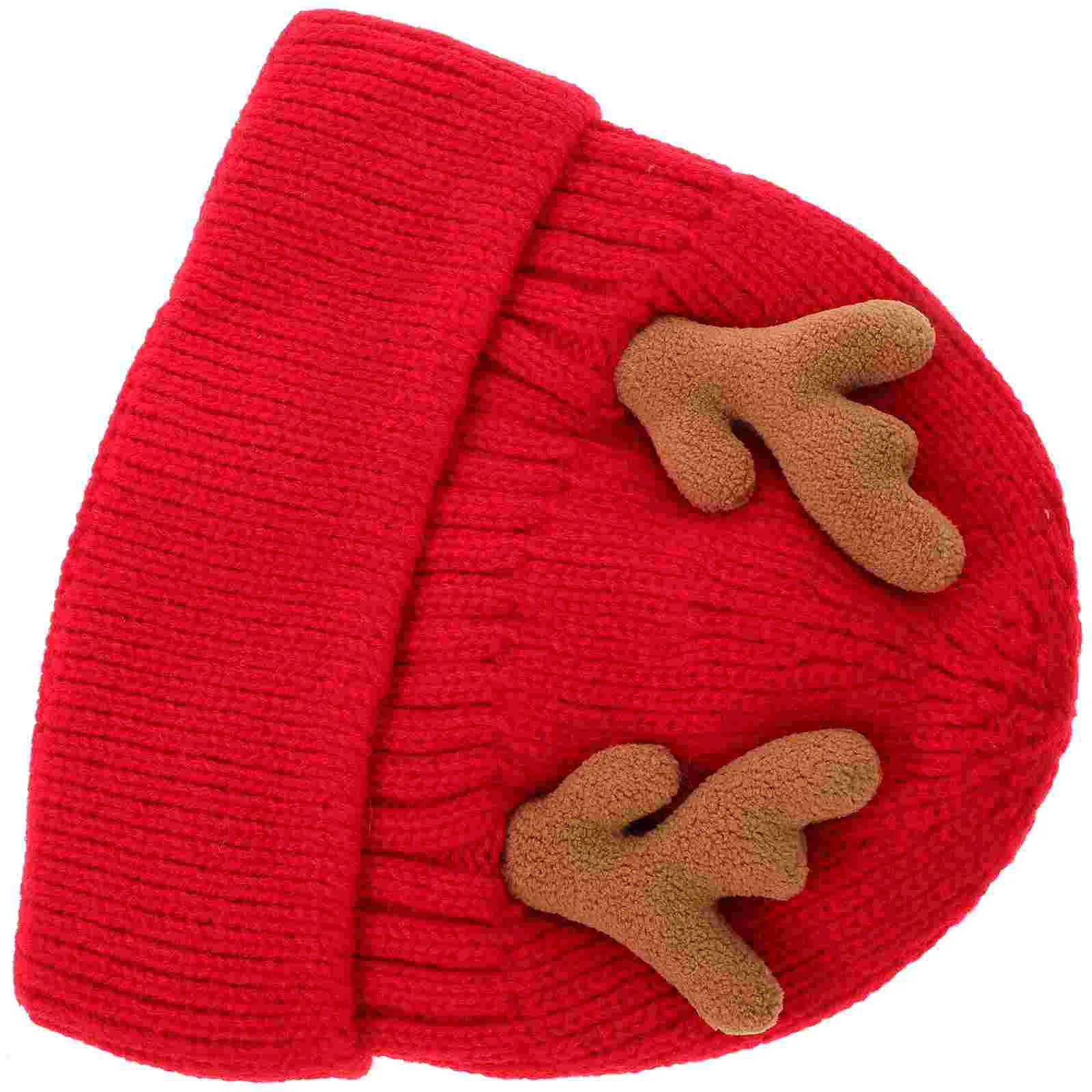 

Antler Knit Beanie Wintery Charm Hat Knitted Woolen Cap Gloves Traditional Design Hedging Acrylic Fine Workmanship