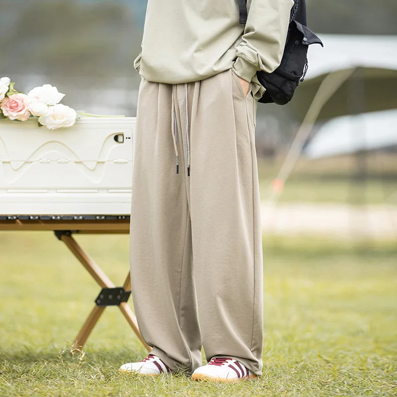 Silhouette Drape Casual Pants Men's 2026 Spring New Retro Drawstring Design Live Pleated Sports Loose Sweatpants