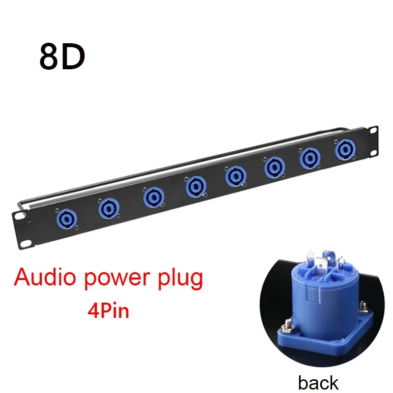 1U 19Inch Rack Patch Panel 8 12 Way Channel 1U Flight Case Mount 8/12Way Channel 6.35mm Jack XLR Female Male Audio Plug