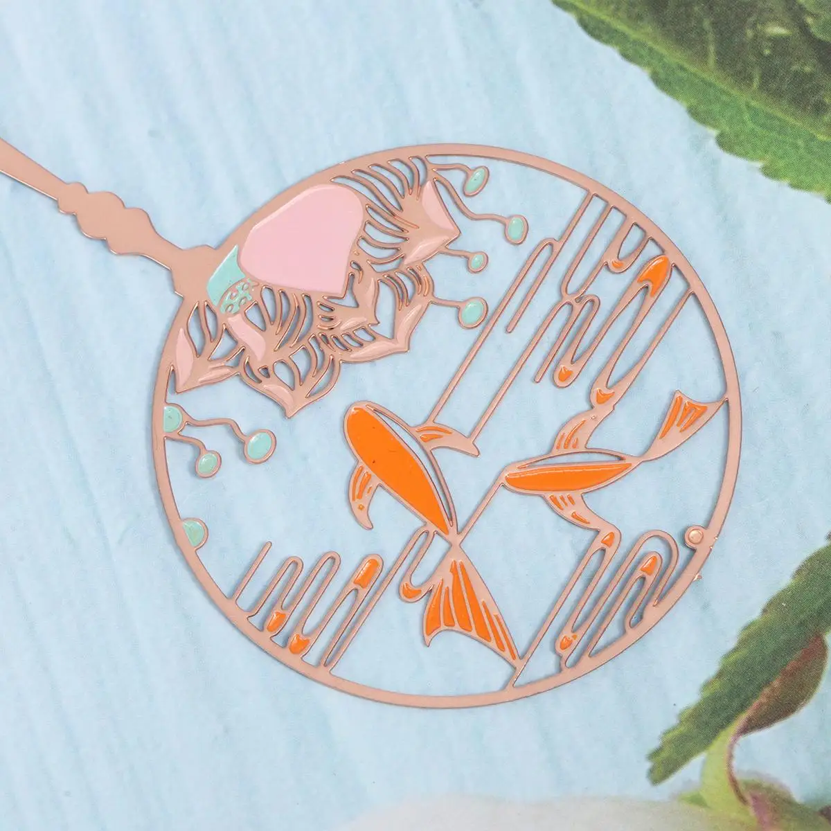 ที่คั่นหนังสือแม่เหล็กแม่เหล็กสวยงามสไตล์จีนสร้างสรรค์การพิมพ์พืชสีทอง