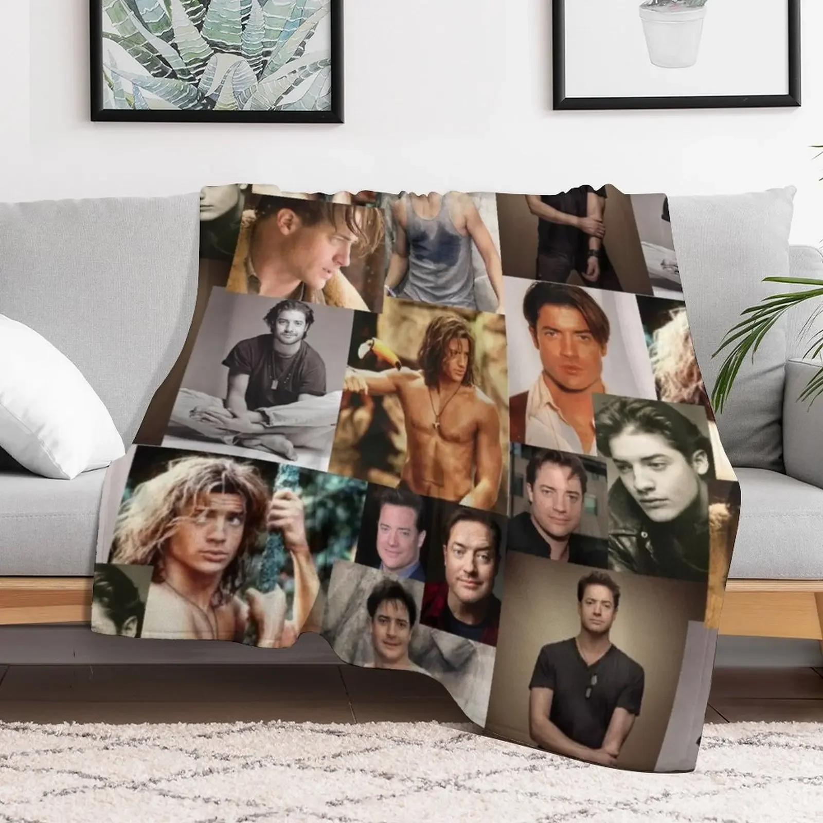 Brendan Fraser Love Collage Throw Blanket Warm Single Extra Large Throw For Sofa Thin Blankets