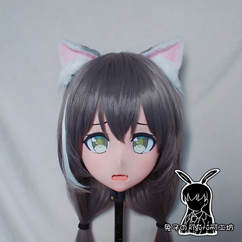 (RB662)Quality Handmade Female/Girl Resin 3/4 Head Japanese Anime Cartoon Character Cosplay Kyaru Kigurumi Mask