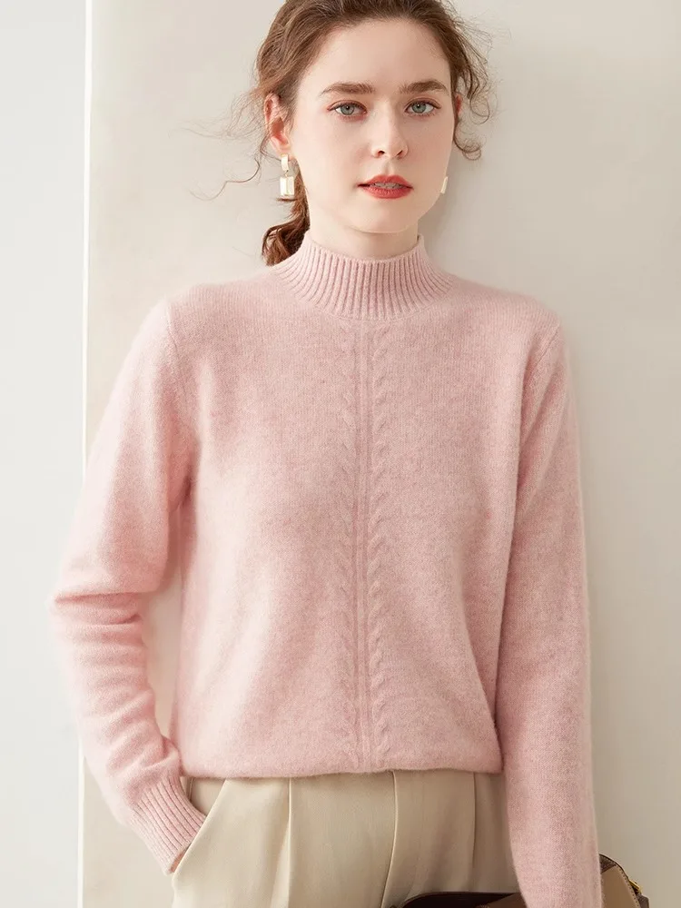 

Cashmere sweater female 100% pure cashmere semi-high neck thick pullover knitted sweater female bottoming shirt