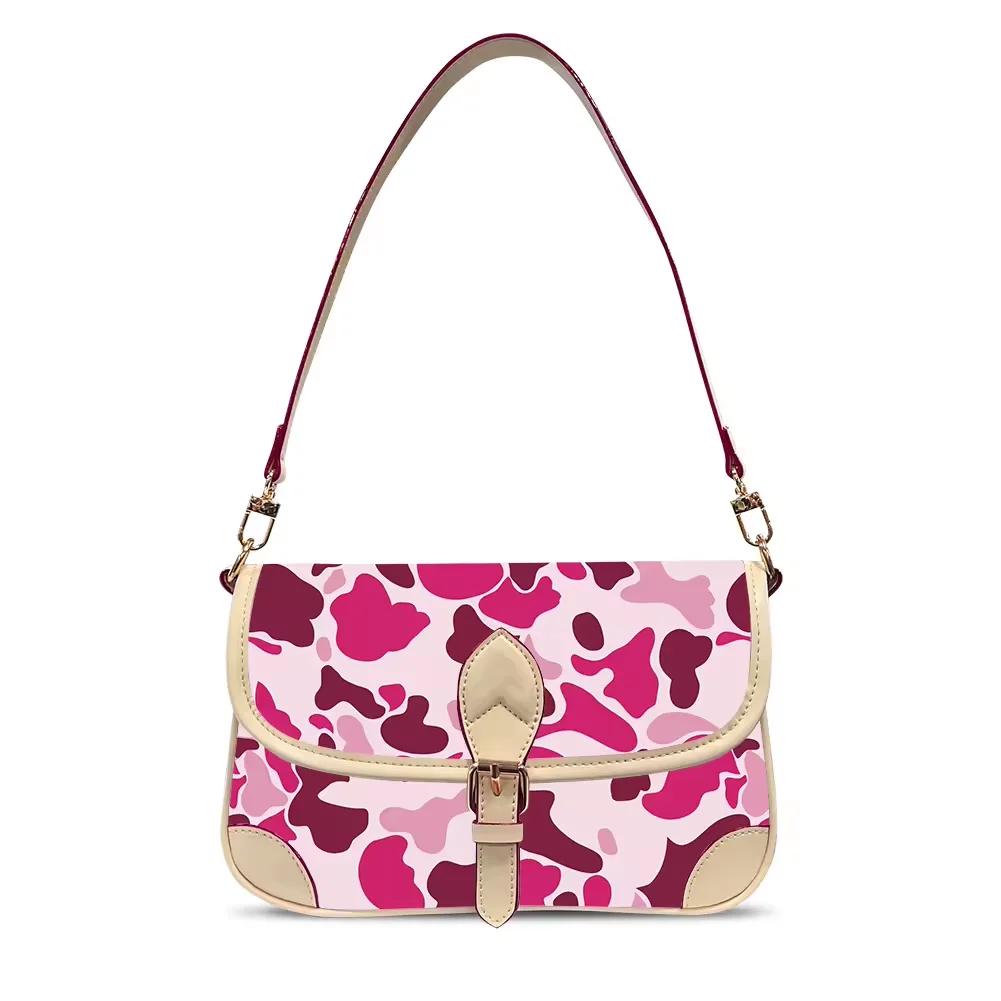 Cloud Camo Fashion Casual Daily Crossbody Handbag New Women Custom Snow CamCamo Flap Shoulder Bag PU Leather Saddle Underarm Bag