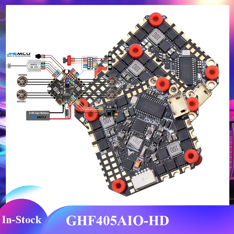 

JHEMCU GHF405AIO HD Betaflight F405 OSD Flight Controller With 40A ESC PWM Dshot600 2-6S for Toothpick RC FPV Racing Drone Toys