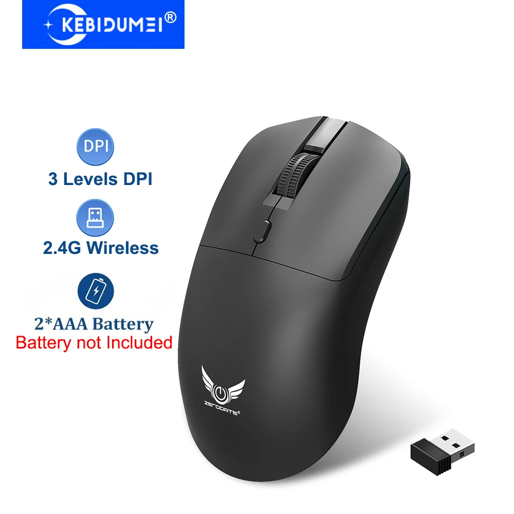 KEBIDUMEI 2.4G Wireless Mouse Ergonomic Mouse 3 Levels DPI Gaming Mouse Optical Mouse 4 Buttons Mice for Computer Laptop Macbook