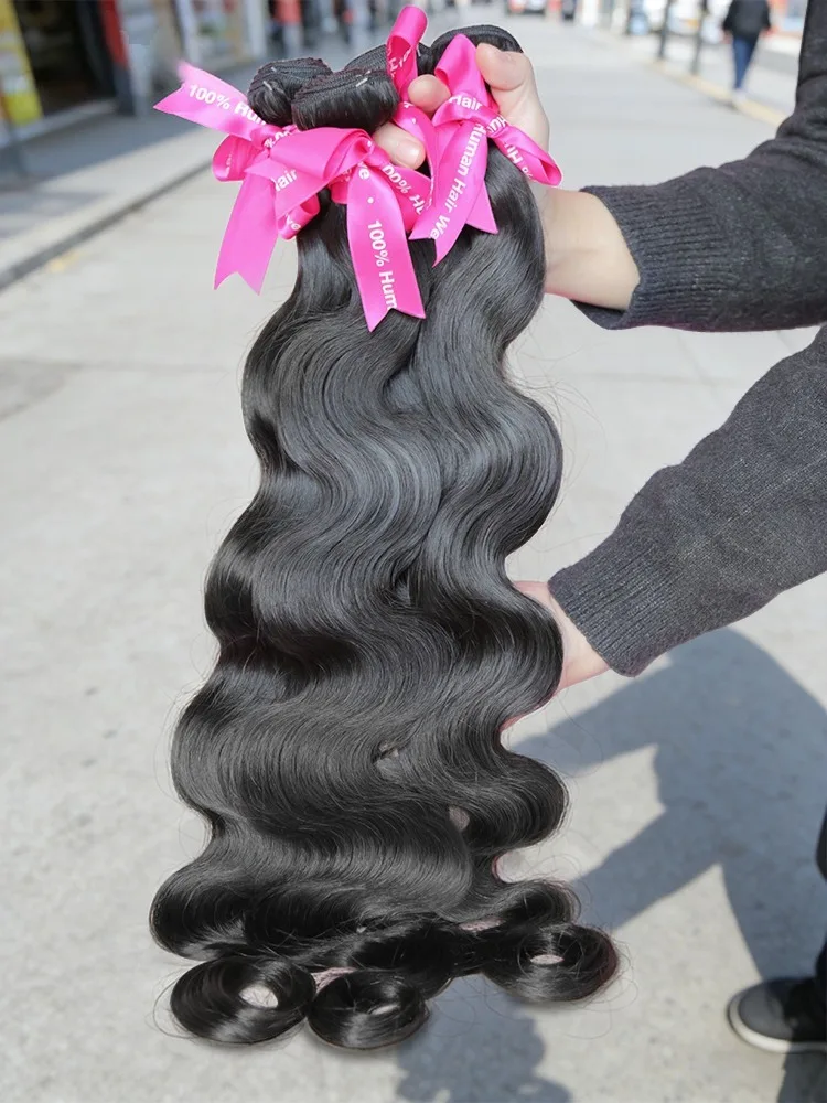 

30 40Inch 3 4 Bundle Loose Body Wave Bundles 100% Unprocessed Human Hair 16A Raw Hair Bundles Extensions Brazilian Natural Black