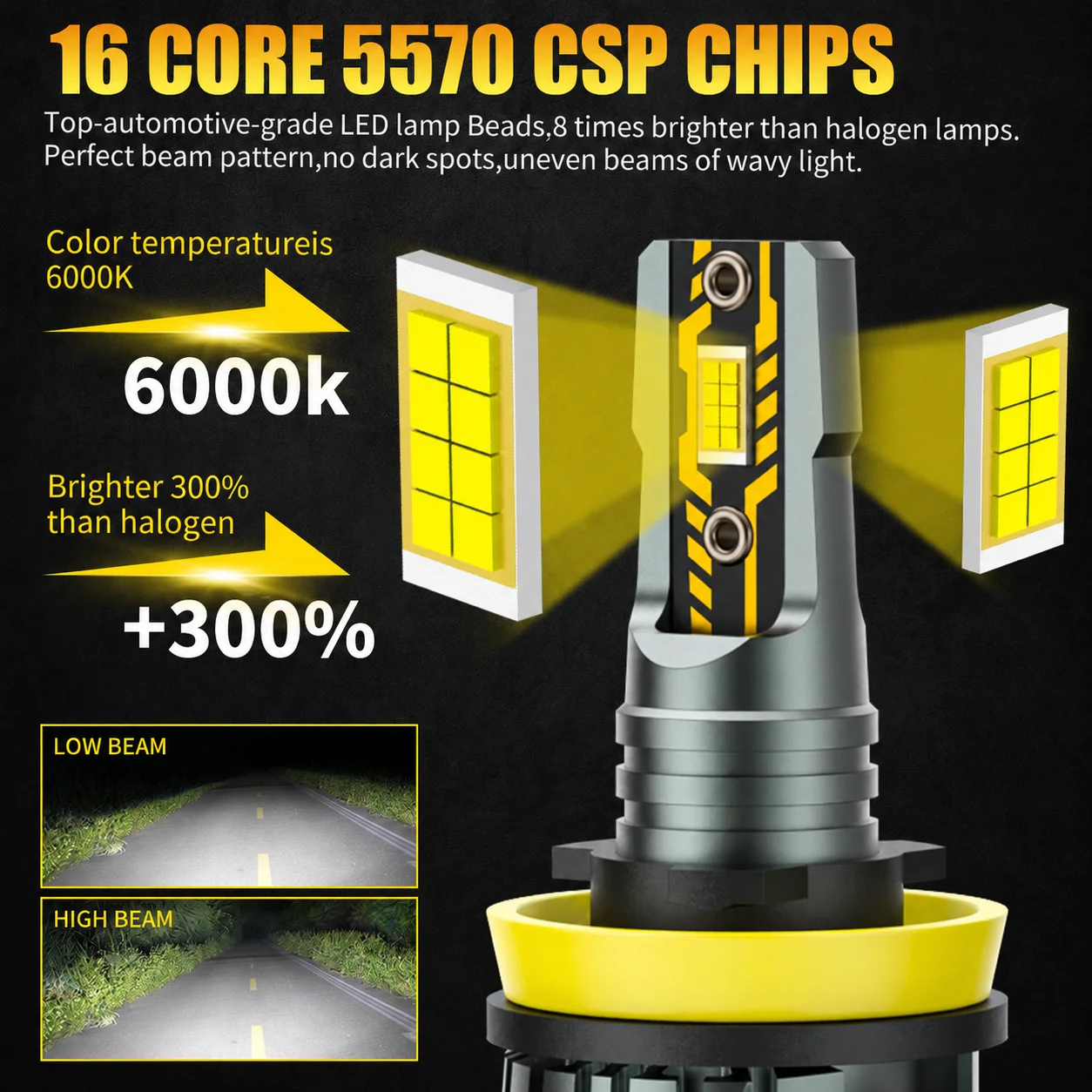 AILEO H11 LED 5570 CSP Araba F - Yellow Food Snacks incelemesi ve fiyatı