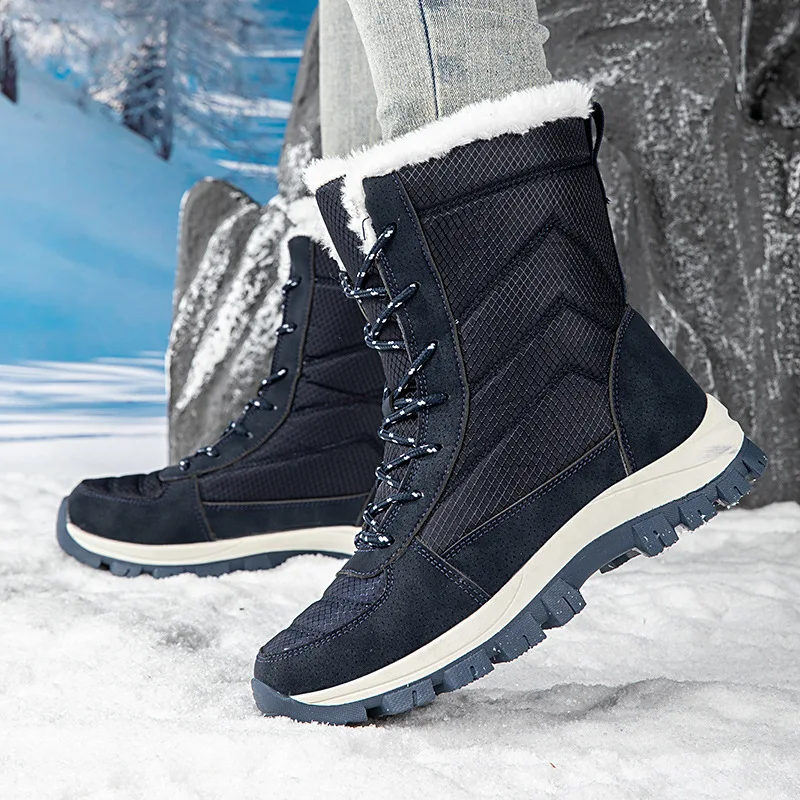 Lovers Casual Snow Boots Winter Warm Velvet Cotton Boots woman Men's Non-slip Comfort Outdoor Unisex Cross-country Hiking