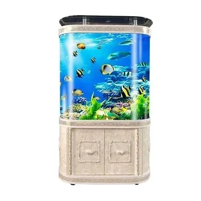 

European Fish Tank Aquarium Glass Light Luxury Double round Mid-Bend Living Room Wall Floor Bottom Filter