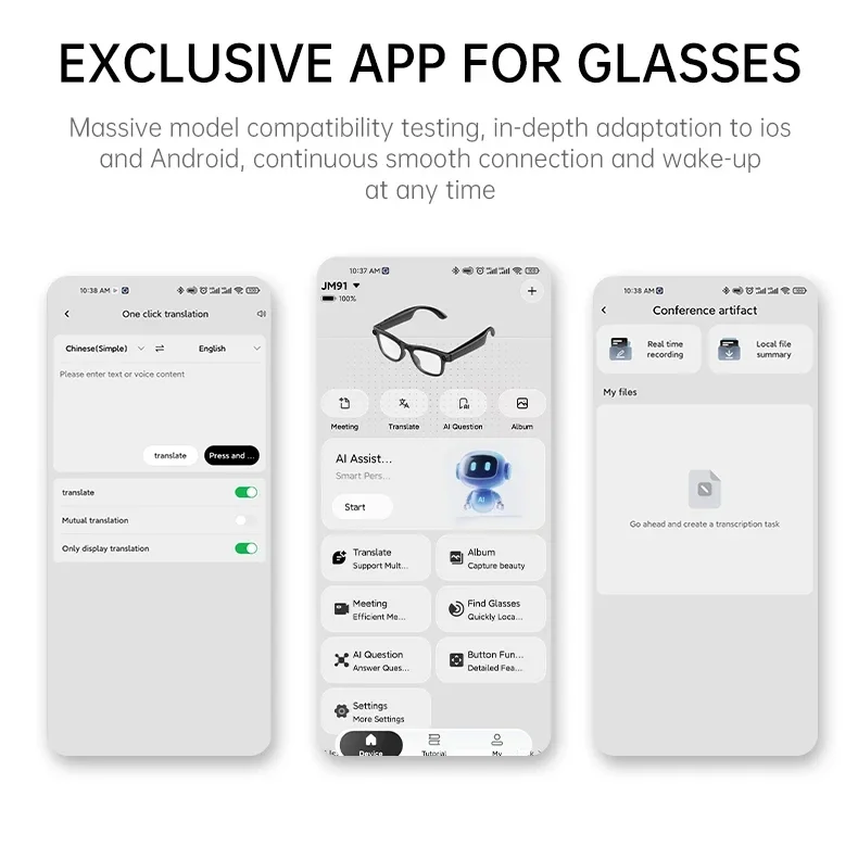 Lenovo AI Smart Glasses 1600W HD 8K Aufnahmekamera Foto Sprachanruf Übersetzung Bluetooth AI Kamera-Brille für Männer Frauen Neu – Detail 15