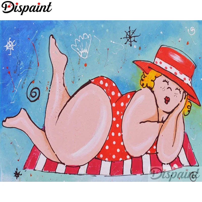 

Dispaint Full Square/Round Drill 5D DIY Diamond Painting "Fat woman" Embroidery Cross Stitch 3D Home Decor A06072