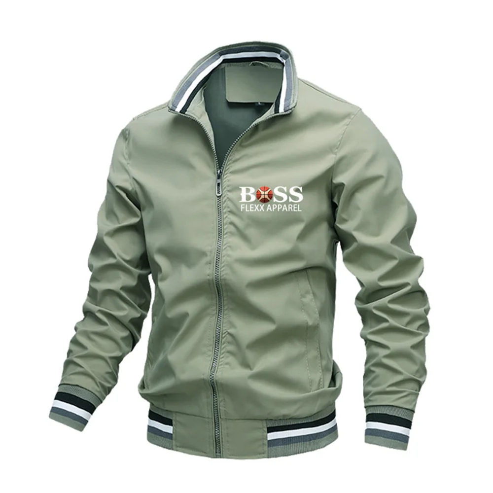 Chaqueta de béisbol con cuello levantado para hombre, abrigo superior de cierre roscado, chaqueta Bomber de gran tamaño, primavera y otoño, nuevo