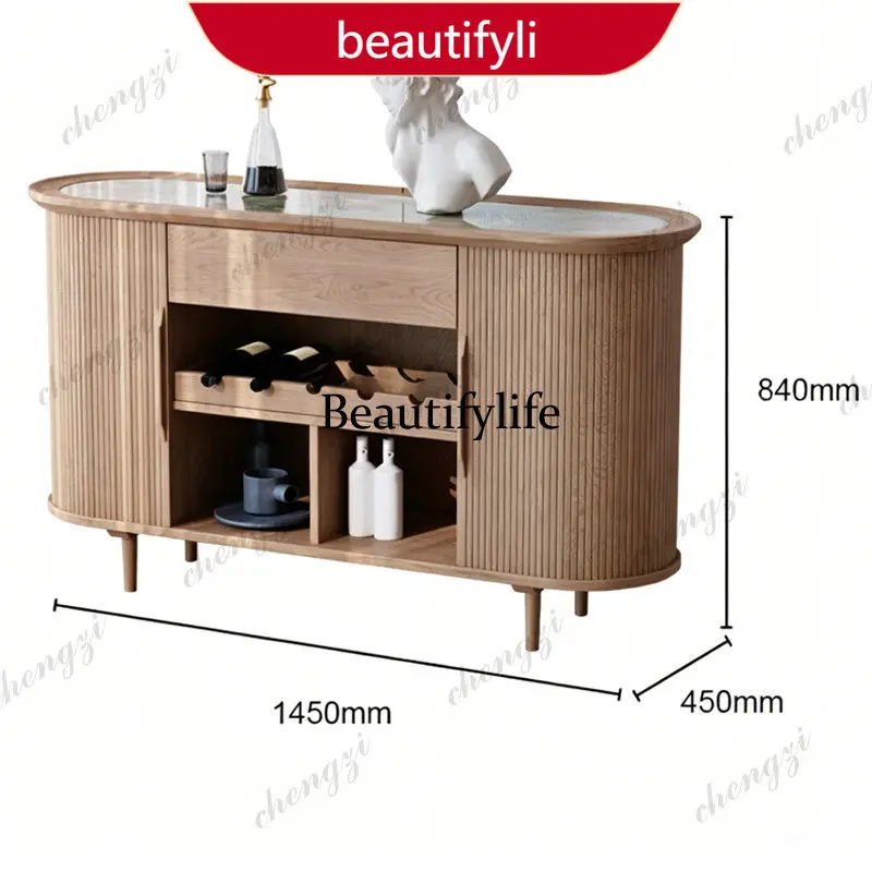 M45 Solid wood dining side cabinet ashwood rock slab integrated locker household wine cabinet  custom 40-50 days