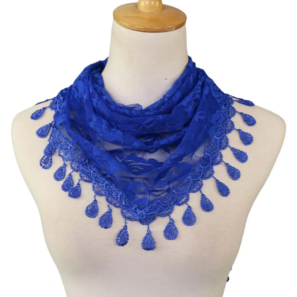 Durable Triangle Head Wrap Comfortable to Wear Triangle Headscarf Portable Lace Tassel Triangle Head Wrap  Decoration