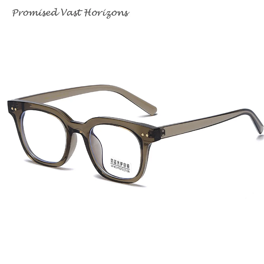 Lensa Plano Anti Cahaya Biru Keling TR90 Pria Wanita Dapat Dicocokkan untuk Bingkai Kacamata Transparan Hitam Abu-abu Persegi Miopia