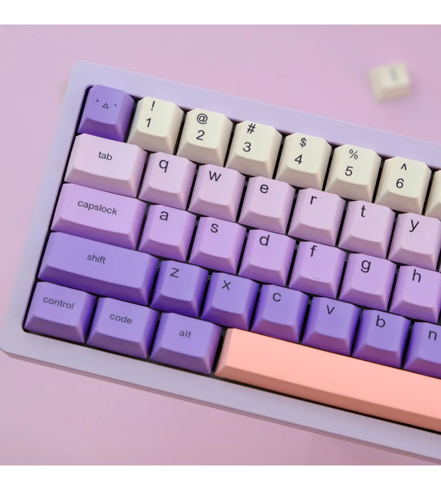 Purple gradual change keycap PBT original highly sublimated customized mechanical keyboard rain 75wooting