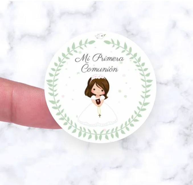 Custom First Holy Communion Sticker Baptism Label Christening Personalized Name Girl Boy Baby Shower Mi Primera Comunión Party