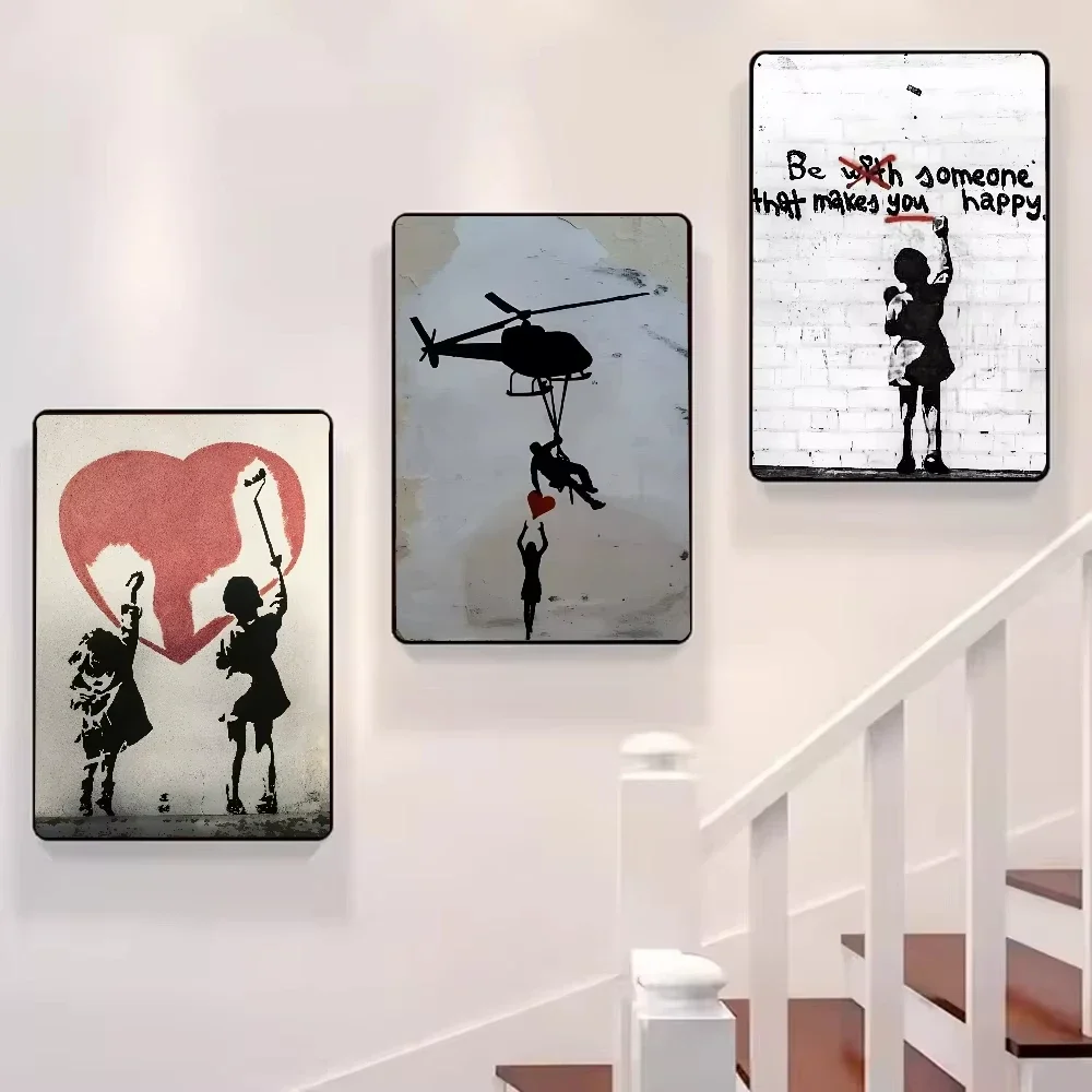 1PCS frameless Canvas paintingB-Banksy Graffiti Artwork Painting Poster HD canvas painting home living room bedroom bar aestheti