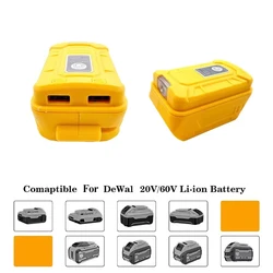 Replace for Dewaltt，18V 20V Battery USB Adapter Charger Battery Adapter with LED Work Light Dual USB Port Power Source Charger