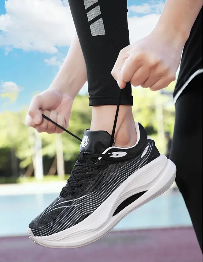 جديد الرجال احذية الجري تنفس حذاء رياضي خفيفة الوزن ماراثون الكربون لوحة حذاء رياضة عادية مريحة التدريب الرياضي