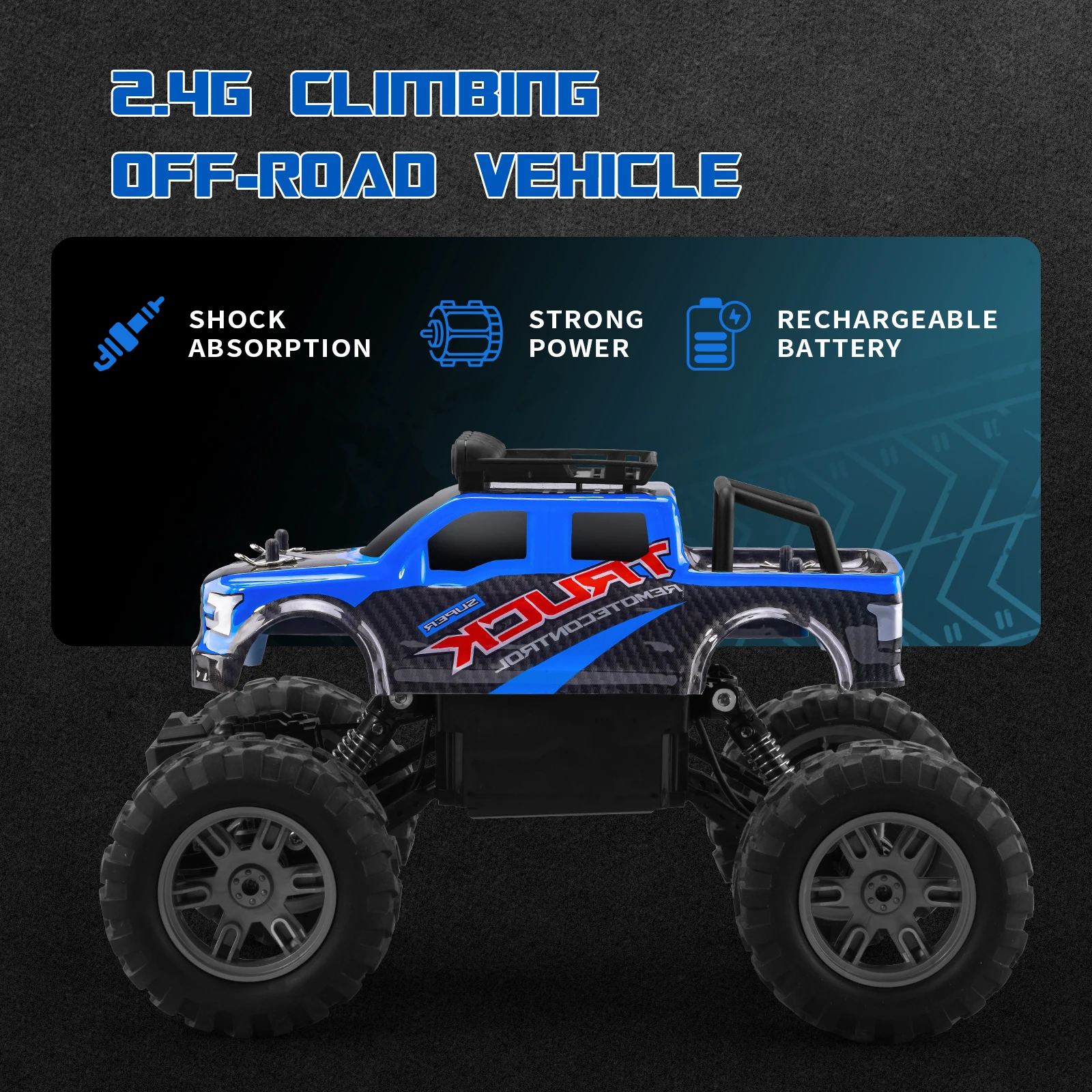 JJRC Q178 RC Off Road Monster Truck 2.4GHz 4WD RC 1:16 Climbing Car Intelligent All Terrain Climbing LED Headlight Toys Gifts