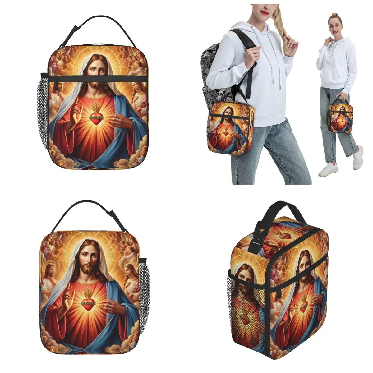 Jesus Saint Natal isolado lancheira, saco do alimento, Leakproof, refrigerador térmico, Bento Box, religião religiosa, fé bíblica