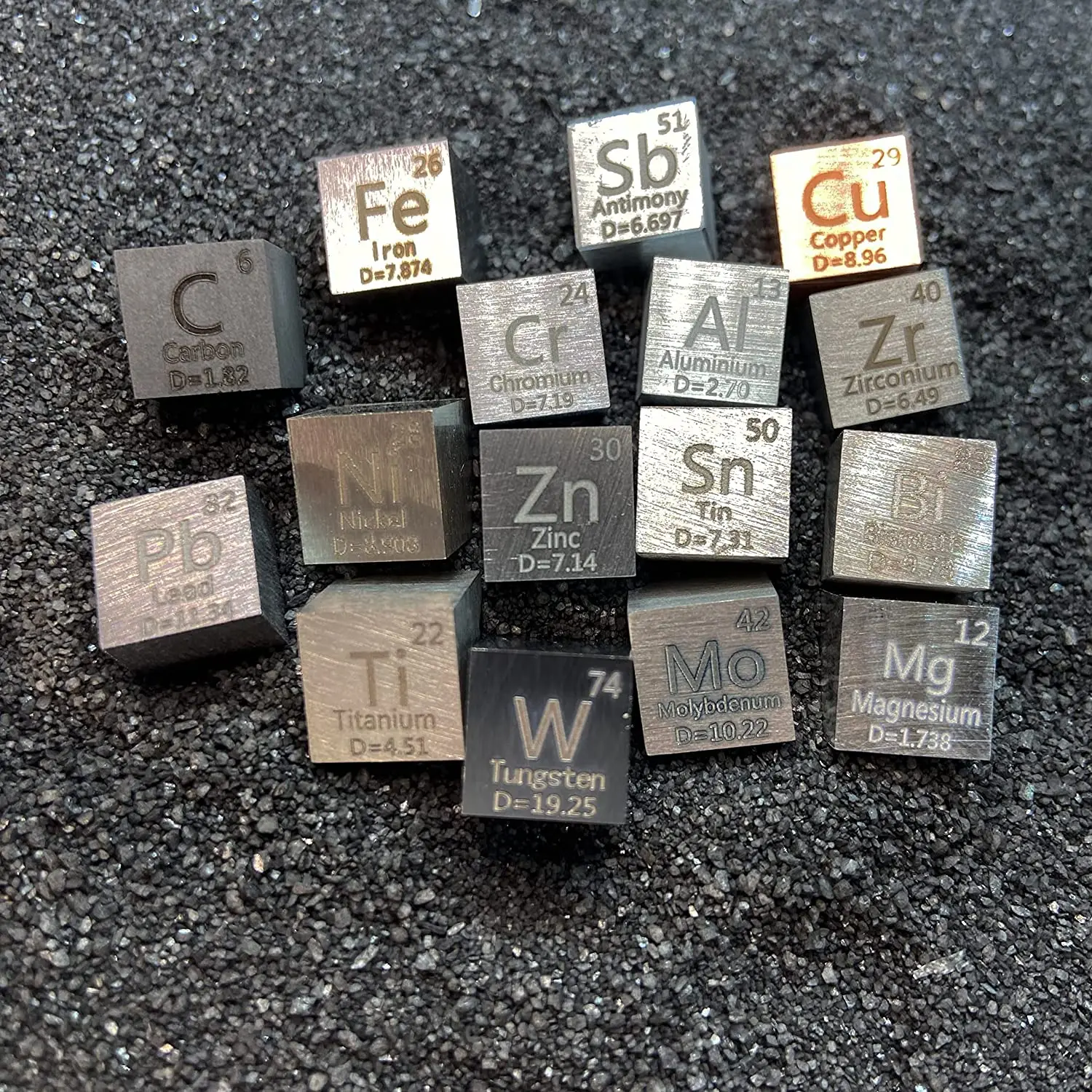 Elemento tallado láser de alta pureza, cubos de elemento de cubo de densidad de tabla periódica, 10x10x10mm