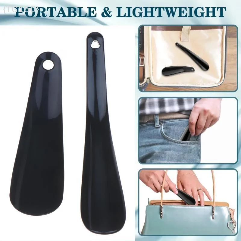 〔T〕1Pair Portable Plastic Shoe Horns Shoe Lifter Smooth Shoehorn With Hanging Hole For Elderly Children Easy Shoe Wearing Helper