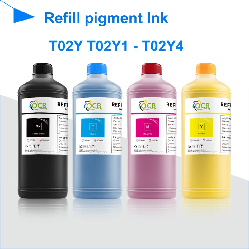 1000ml Refill pigment ink for Epson T02Y T02Y1-T02Y4 cartridge for Epson WorkForce Enterprice WF-C21000 C21000a C21000c printer