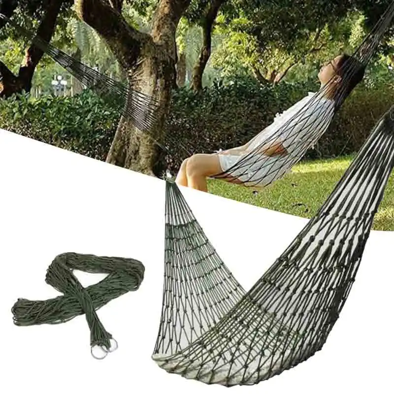 Hamaca portátil para deportes al aire libre, red de malla para acampar al aire libre, jardín, playa, patio, viaje, columpio, cama colgante